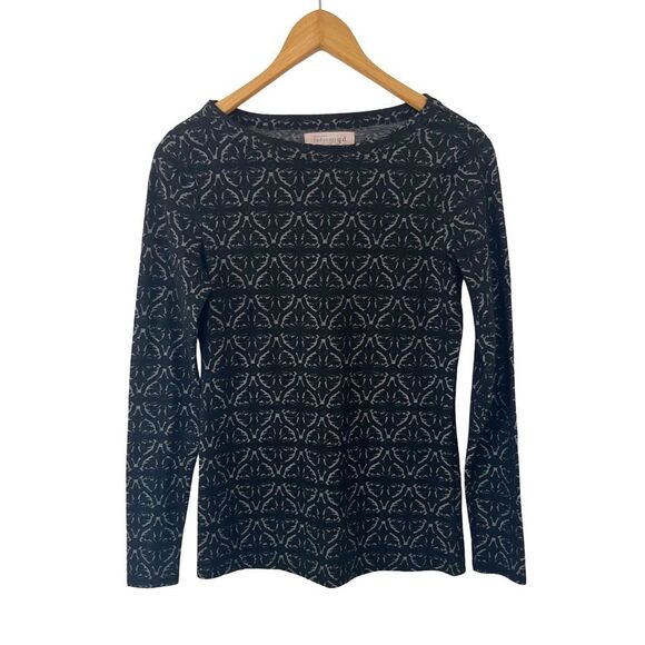 Philosophy Black Gray Textured French Quarter Pattern Long Sleeve T-Shirt - Picture 2 of 7